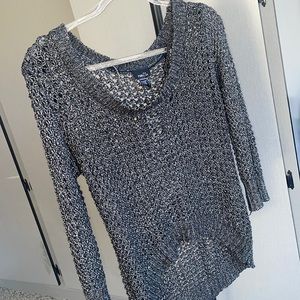 Womans size XL RUE 21 silver and black tunic sweater